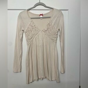 DownEast Cream Top with Red Bow Accent